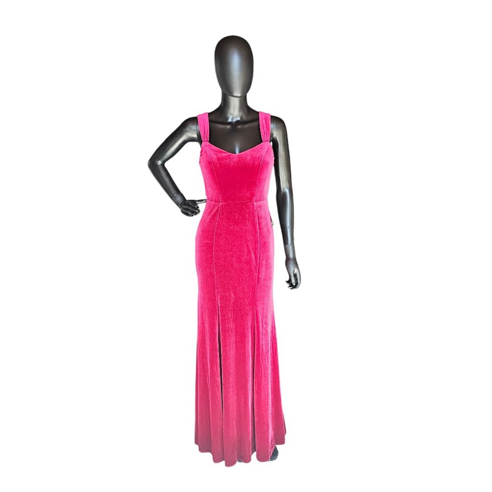 Red Velvet Sweetheart Open Back Formal Gown - Azazi